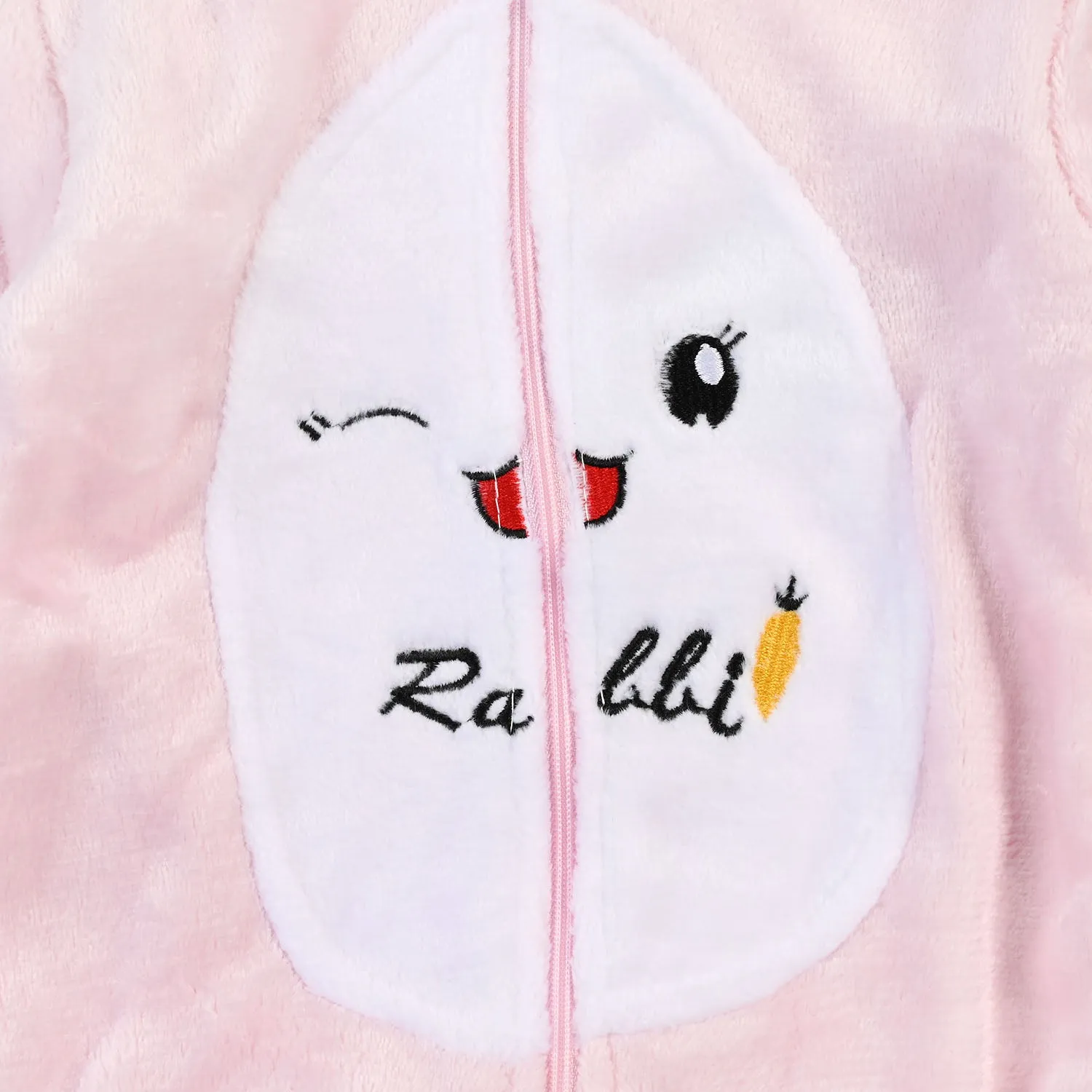 Infant Girls Velour Rabbit Romper - Pink