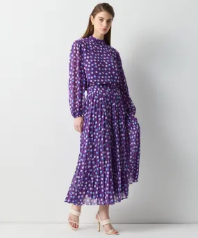 Ipekyol Dotted Print Pleated Skirt Purple