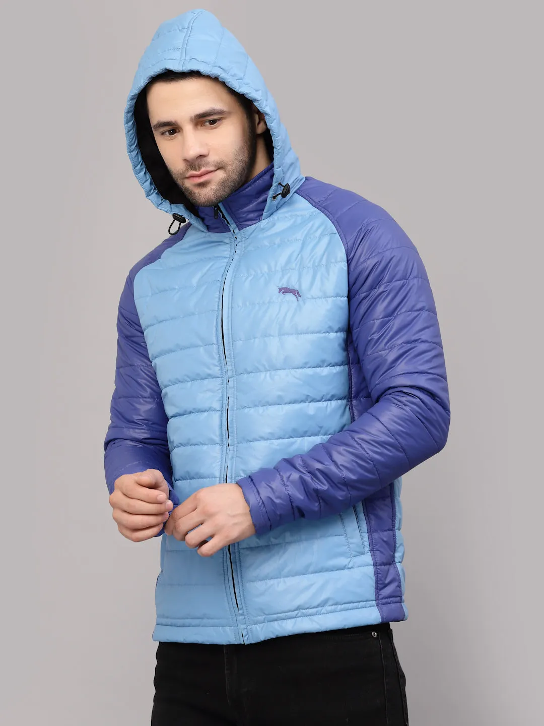 JUMP USA Men Sky Blue Rapid-Dry Solid Sporty Jackets With Hood