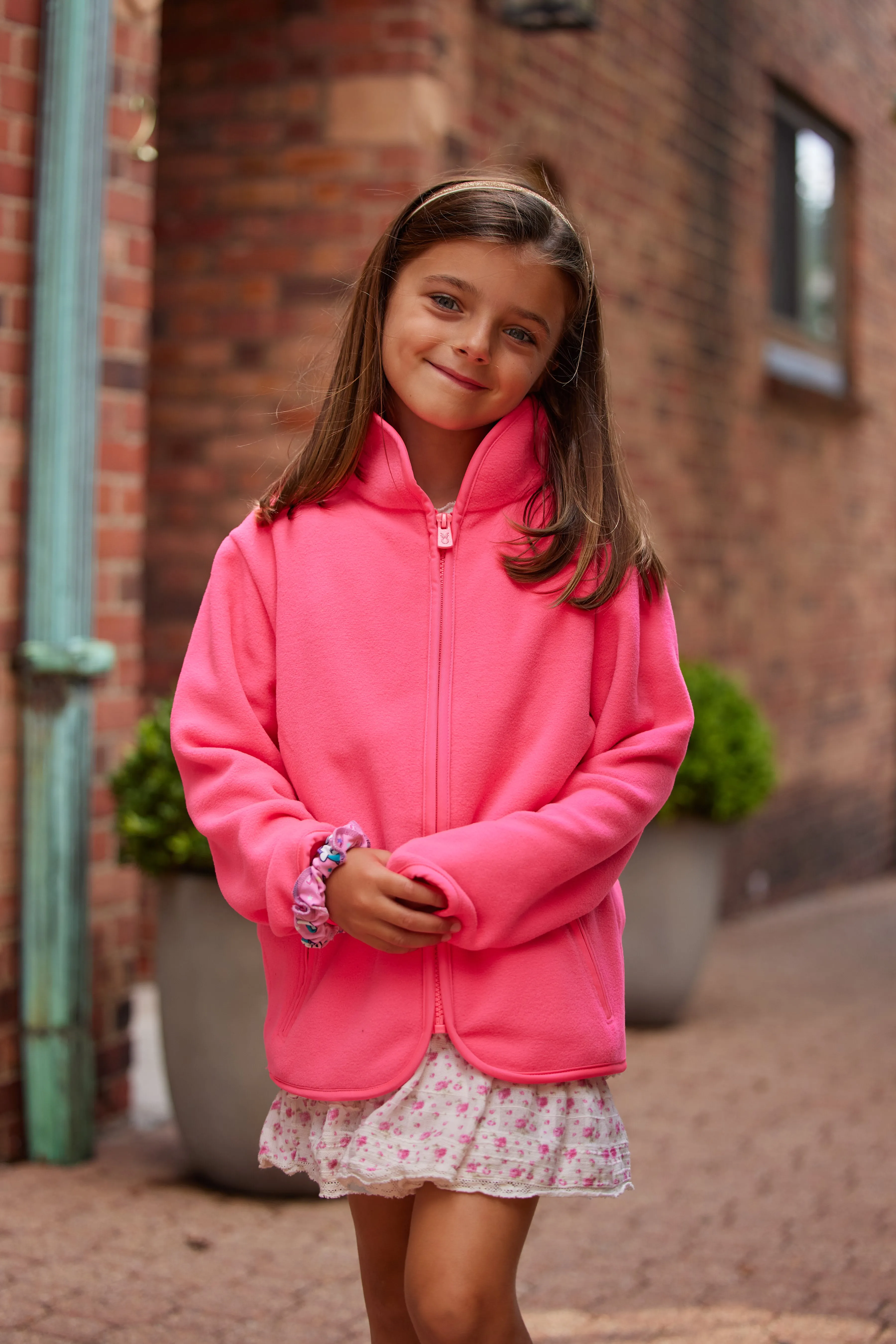 Kids Skylark Zip-Up in Vello Fleece (Neon Pink)