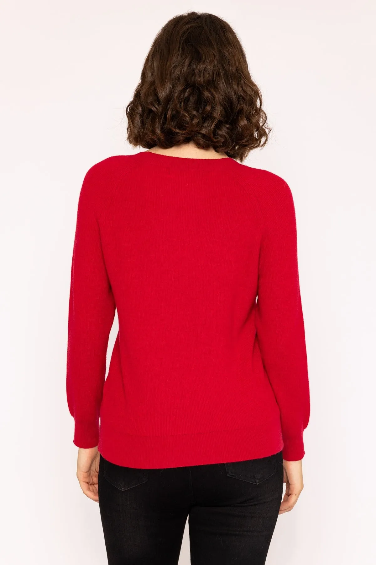 Long Sleeve Bow Knit Jumper in Red