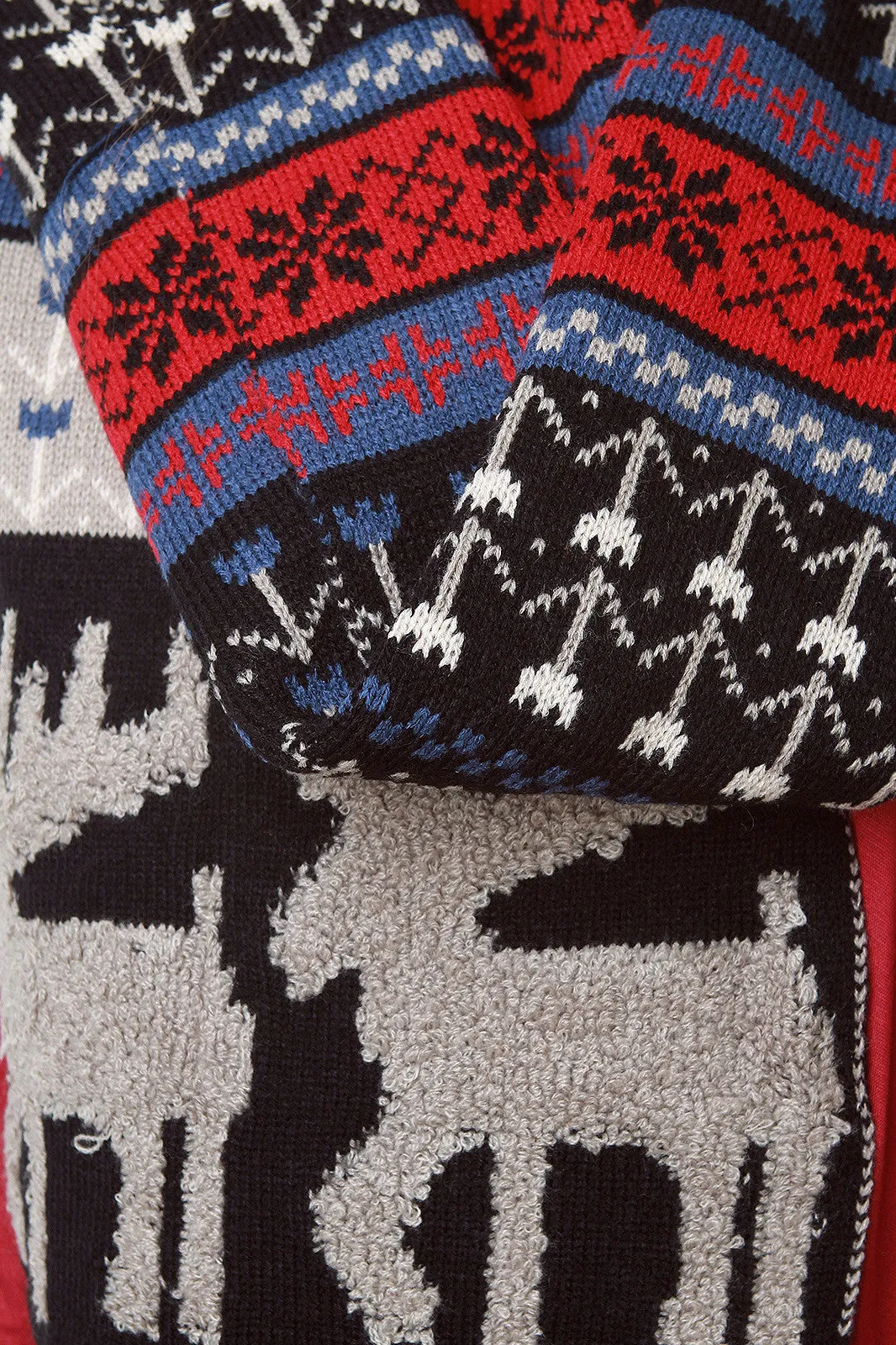 Loop Knit Reindeer Fair Isle Scarf