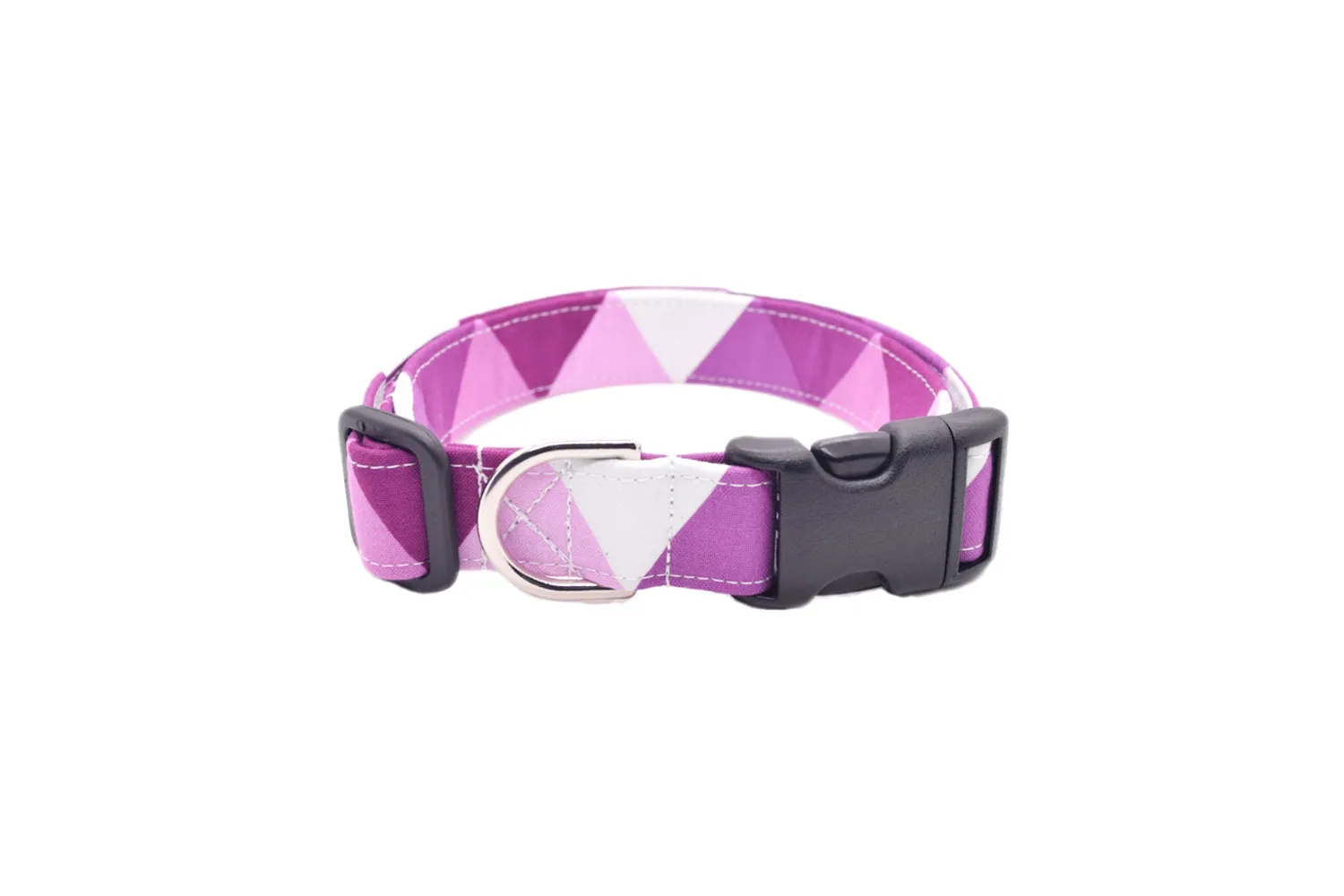 Magenta Purple & White Geometric Dog Collar