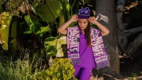 MAHALIA "loving/tender" PURPLE/PINK BEANIE & SCARF SET