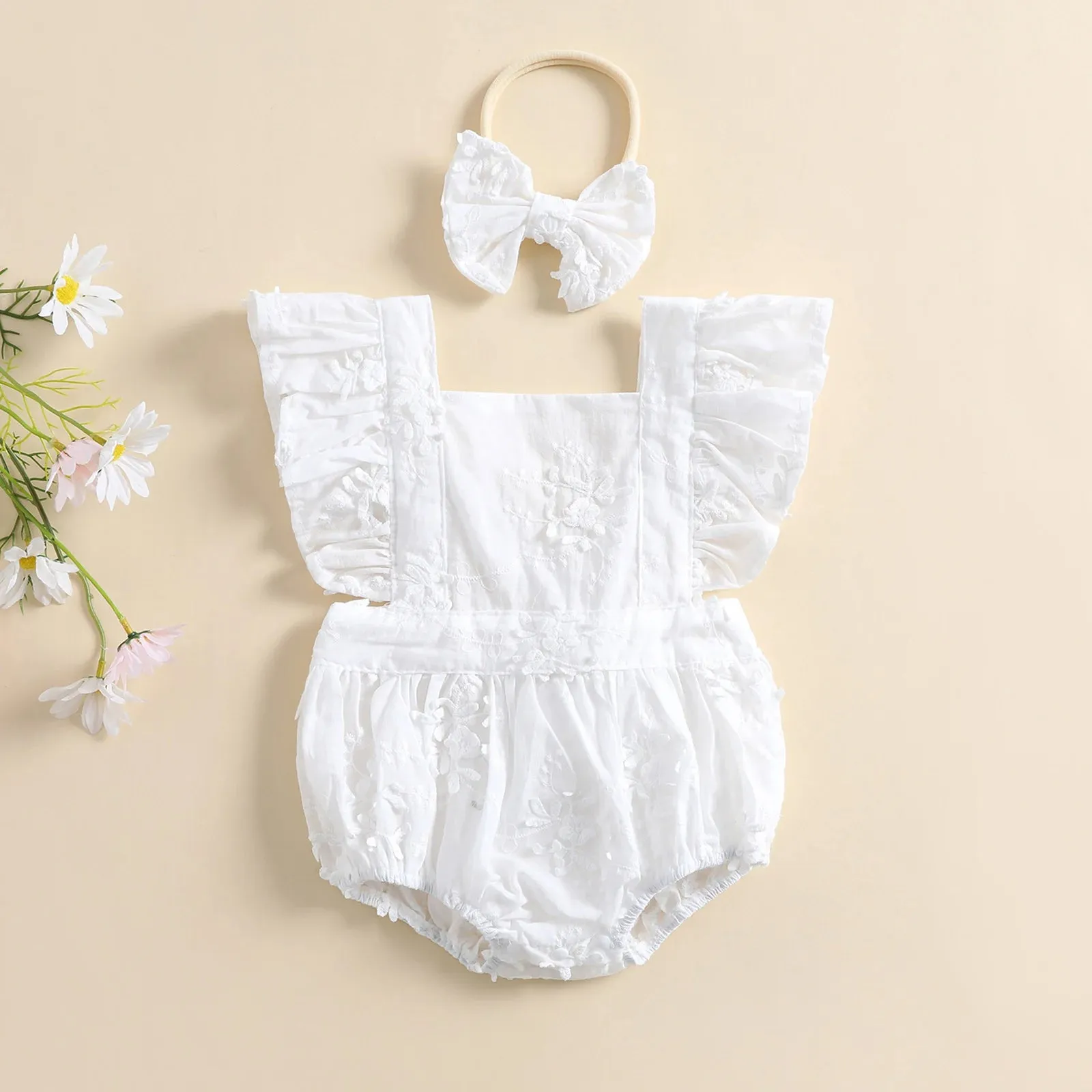 MARGOT Crochet Romper with Headband