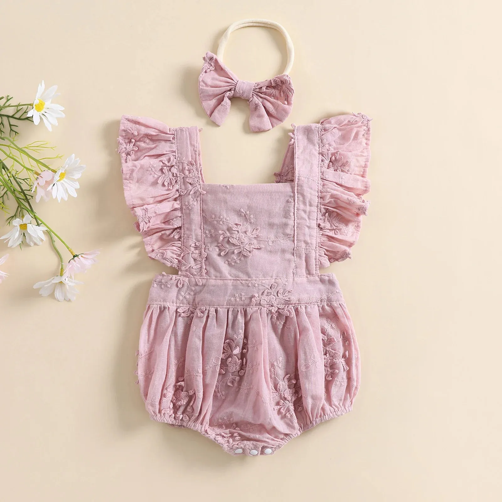 MARGOT Crochet Romper with Headband