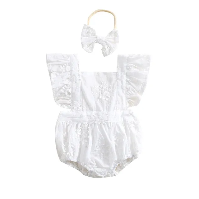 MARGOT Crochet Romper with Headband