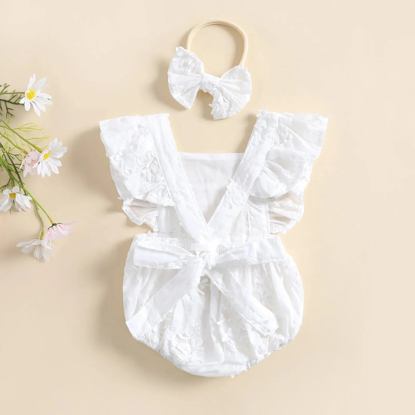 MARGOT Crochet Romper with Headband