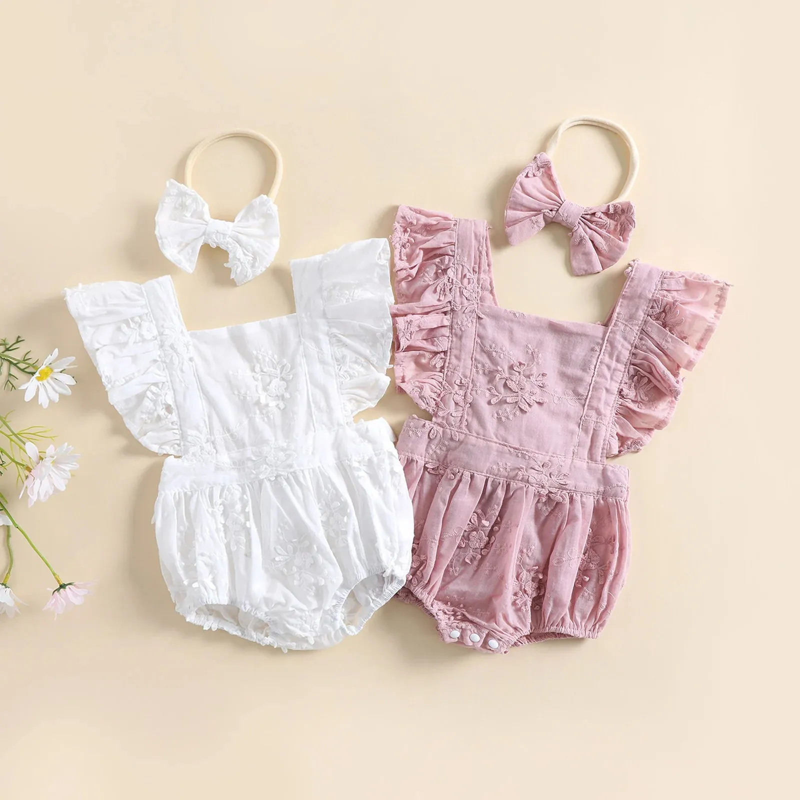 MARGOT Crochet Romper with Headband