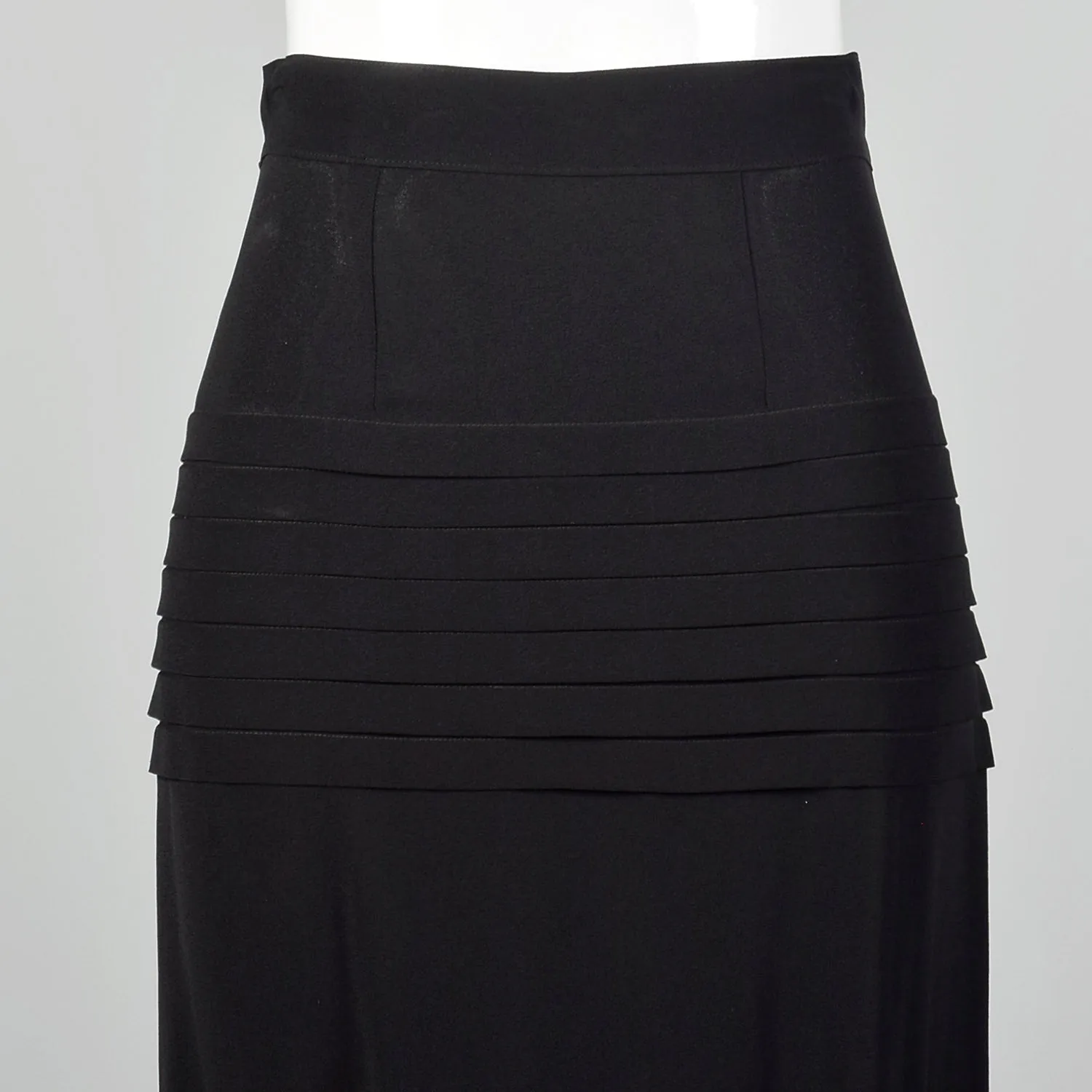 Medium 1940s Black Skirt Pleated Rayon Crepe