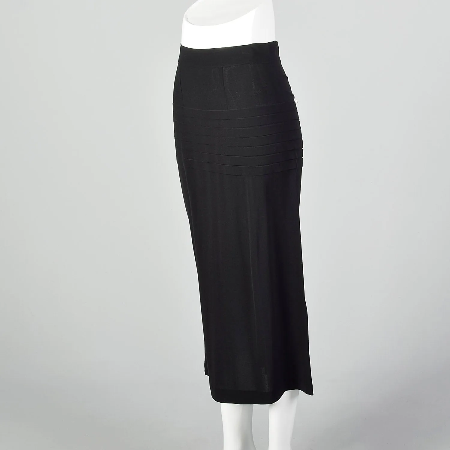 Medium 1940s Black Skirt Pleated Rayon Crepe