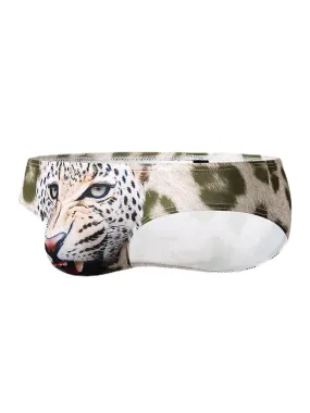 Mens 3D Animal Print Cozy Underwear Mid Waist Briefs