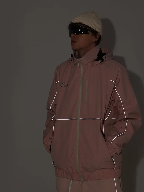 Men's Air Pose Neon Reflective Stripe Snow Jacket