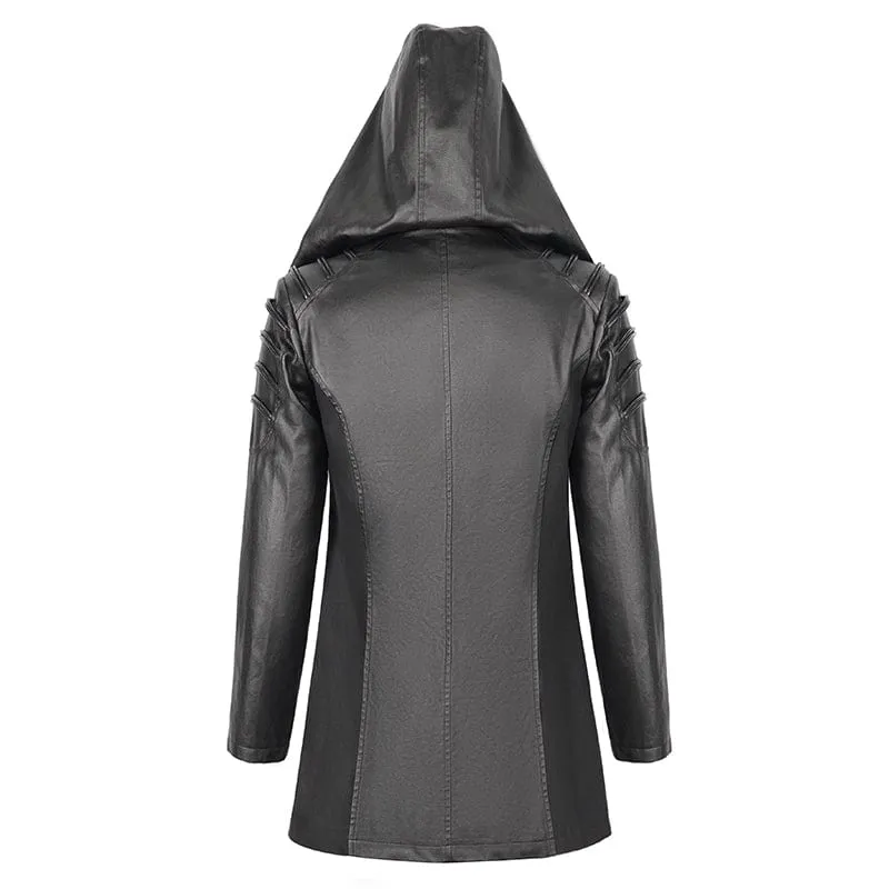 Men's Gothic Irregular Eyelet Jacket with Hood