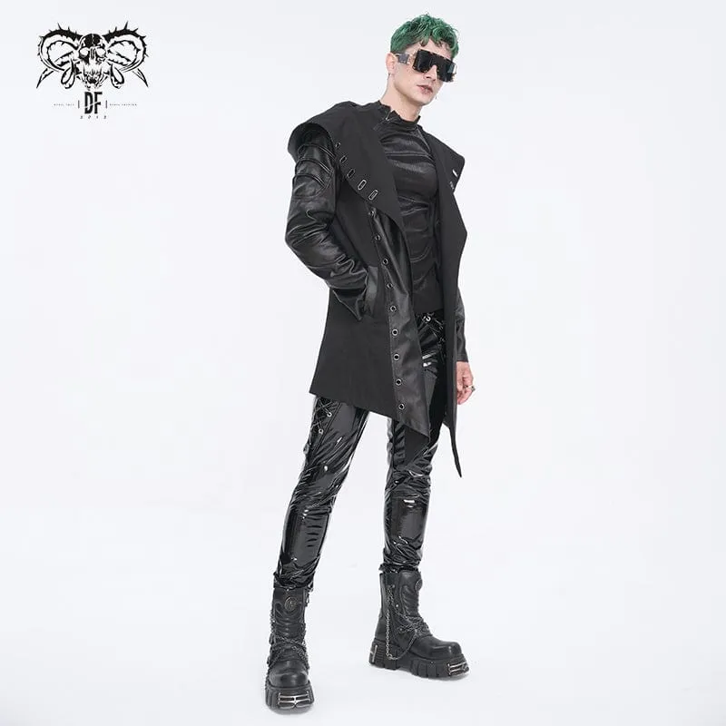 Men's Gothic Irregular Eyelet Jacket with Hood