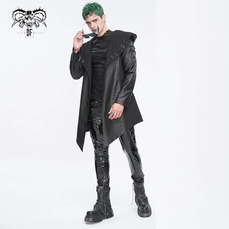 Men's Gothic Irregular Eyelet Jacket with Hood