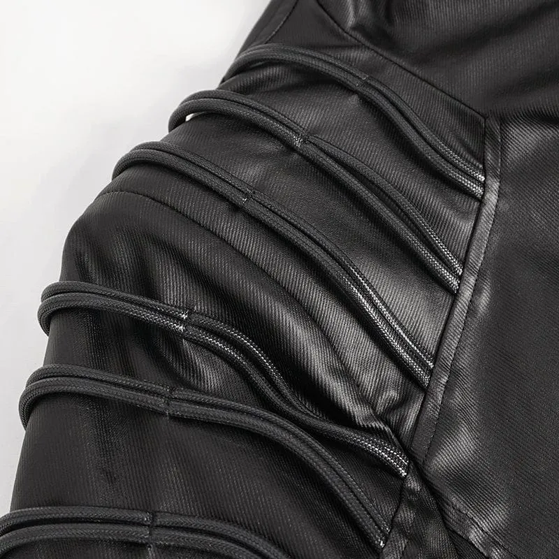 Men's Gothic Irregular Eyelet Jacket with Hood