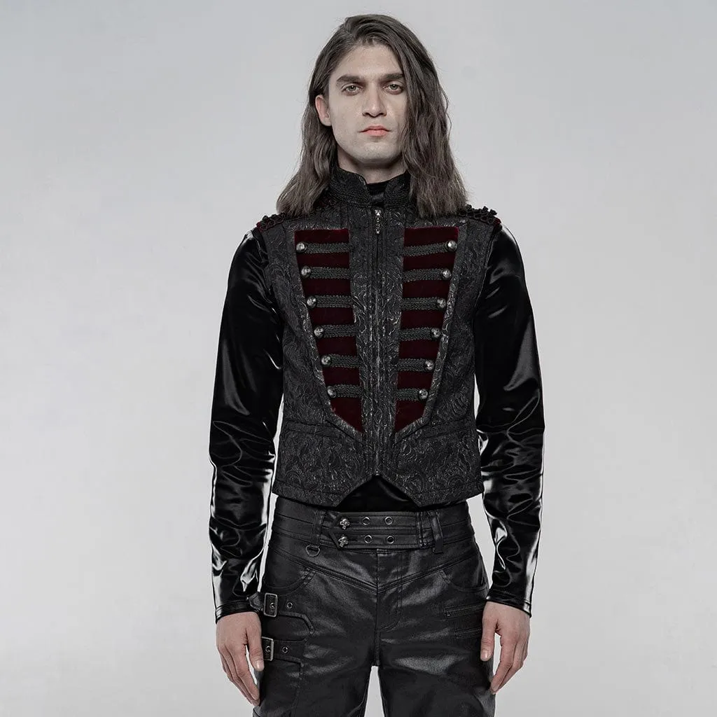 Men's Gothic Jacquard Front Breasted Vests