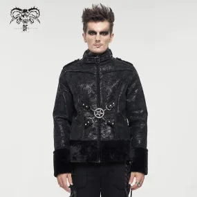 Men's Gothic Stand Collar Buckle Splice Jacket