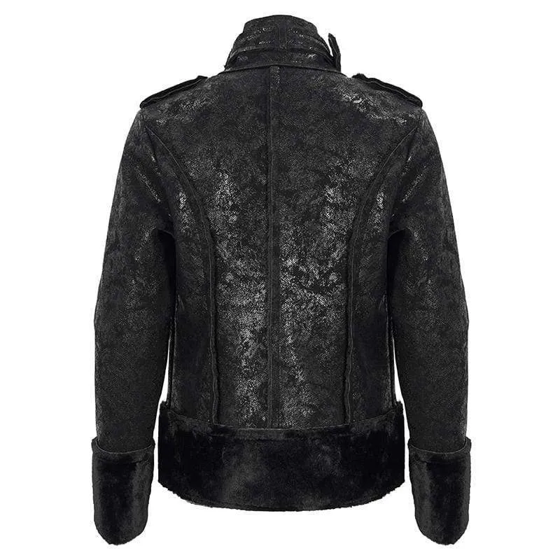 Men's Gothic Stand Collar Buckle Splice Jacket