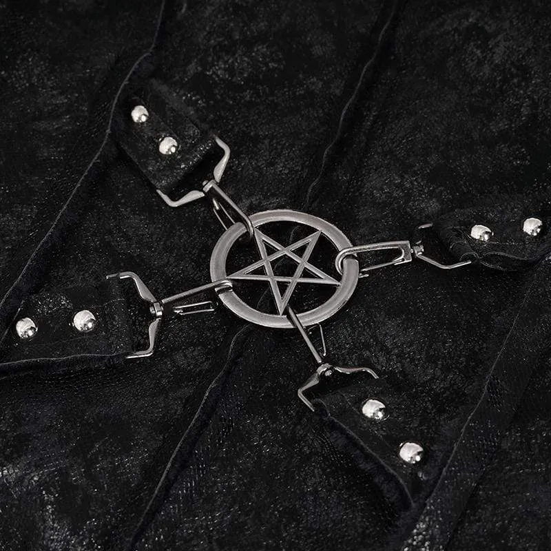 Men's Gothic Stand Collar Buckle Splice Jacket