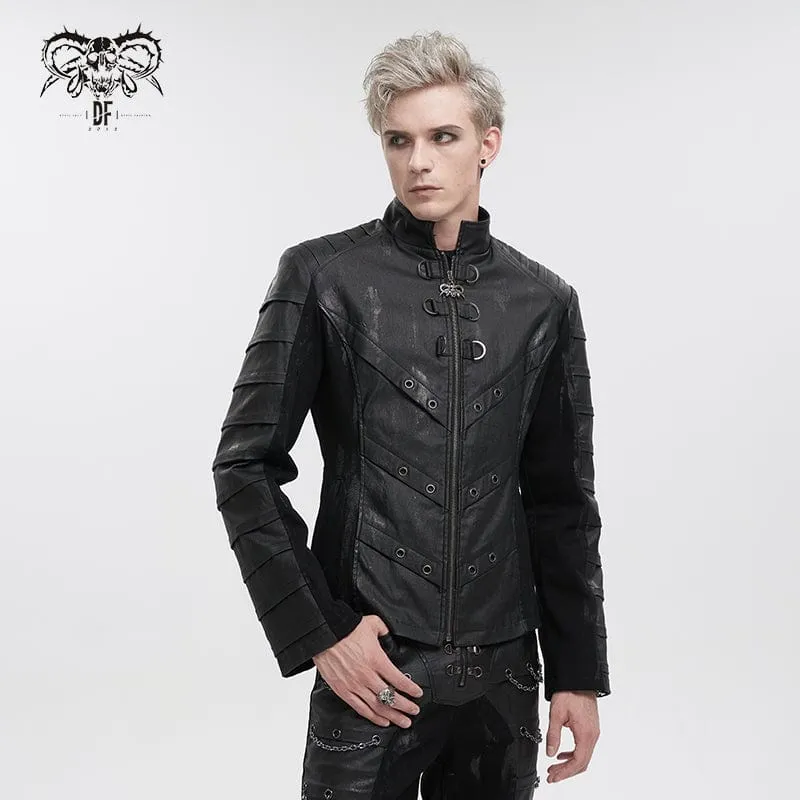 Men's Gothic Stand Collar Distressed Jacket