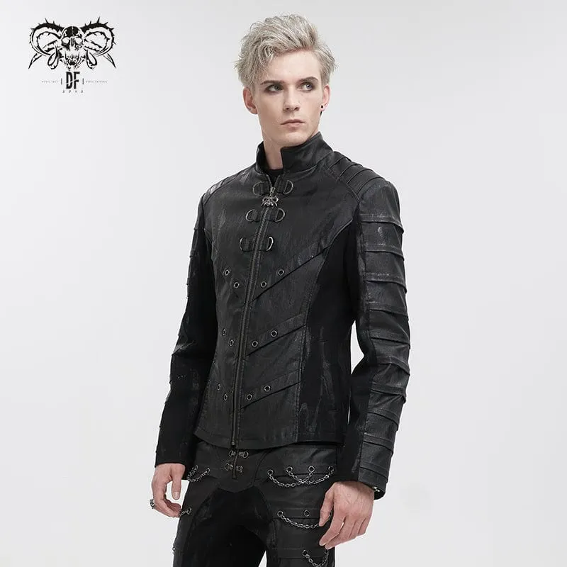 Men's Gothic Stand Collar Distressed Jacket