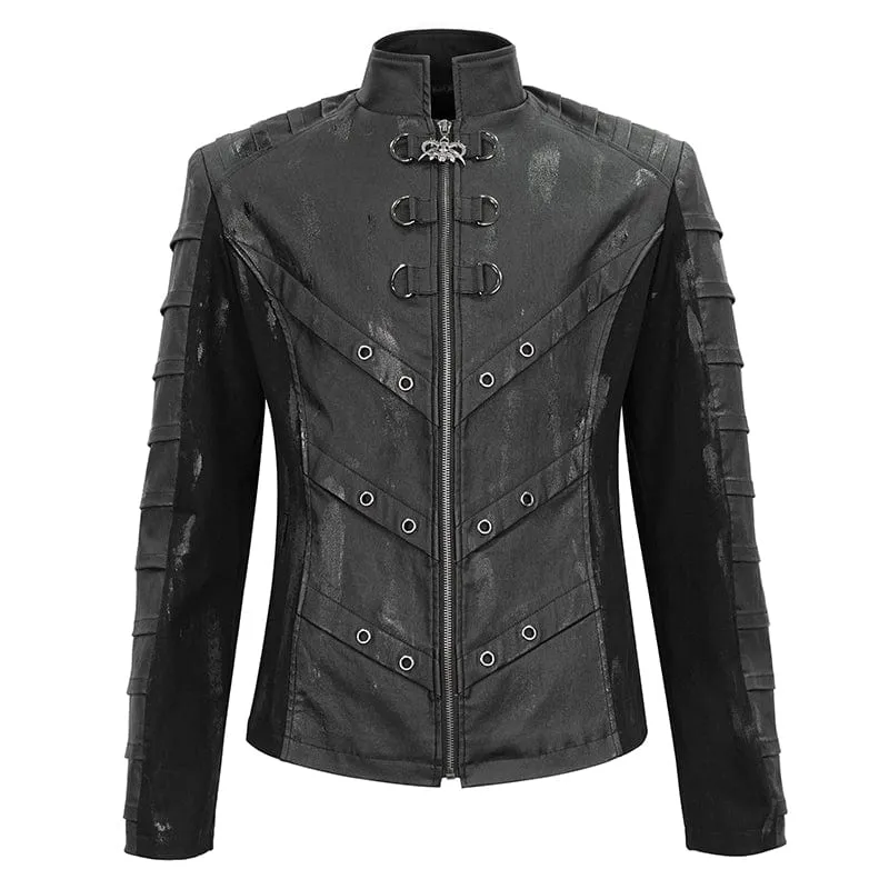 Men's Gothic Stand Collar Distressed Jacket