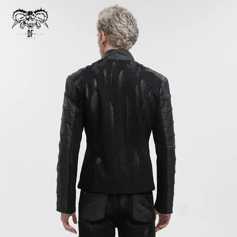 Men's Gothic Stand Collar Distressed Jacket