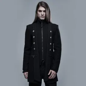 Men's Gothic Stand Collar Woollen Jacket Black