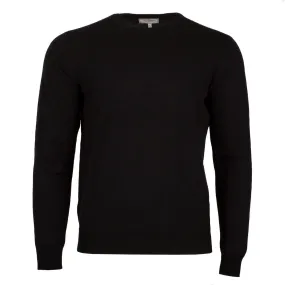 Men's Merino Wool Crew Neck Jumper Black