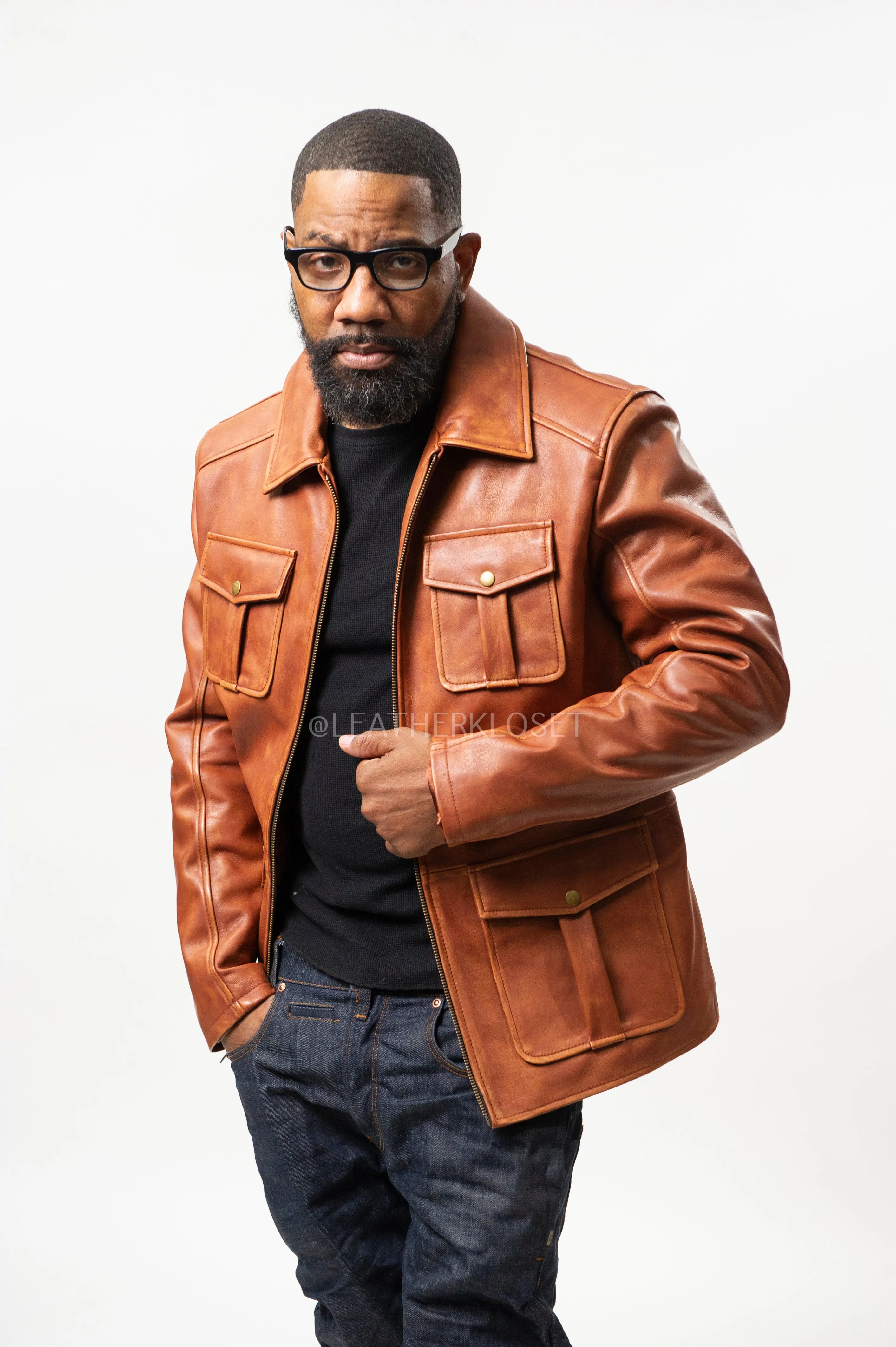 Men's Safari Leather Jacket [Caramel Crunch]