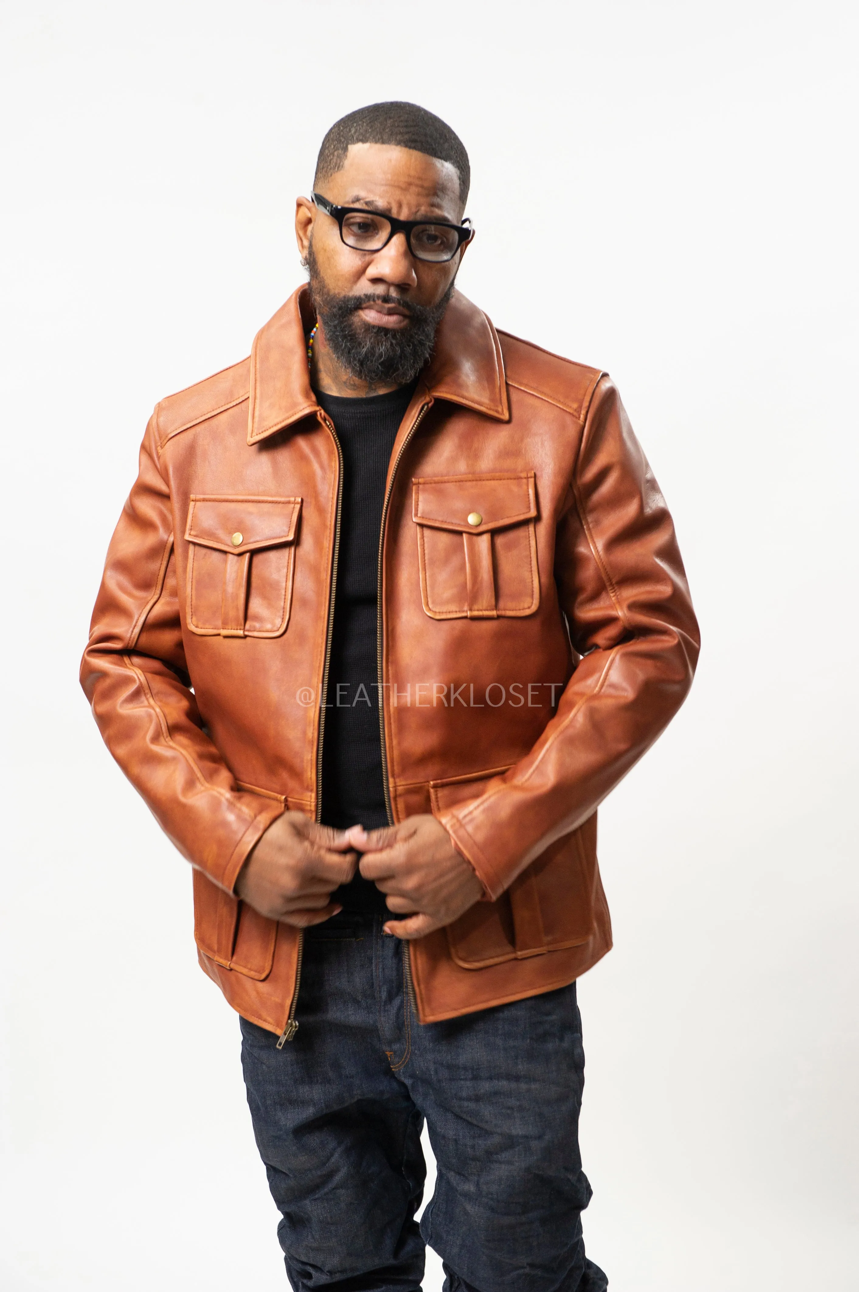 Men's Safari Leather Jacket [Caramel Crunch]