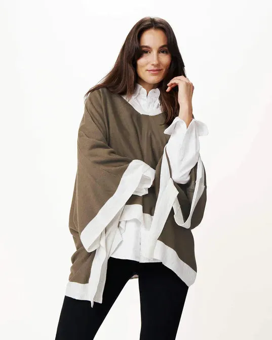 Mersea Avalon Poncho Olive/Sea Salt