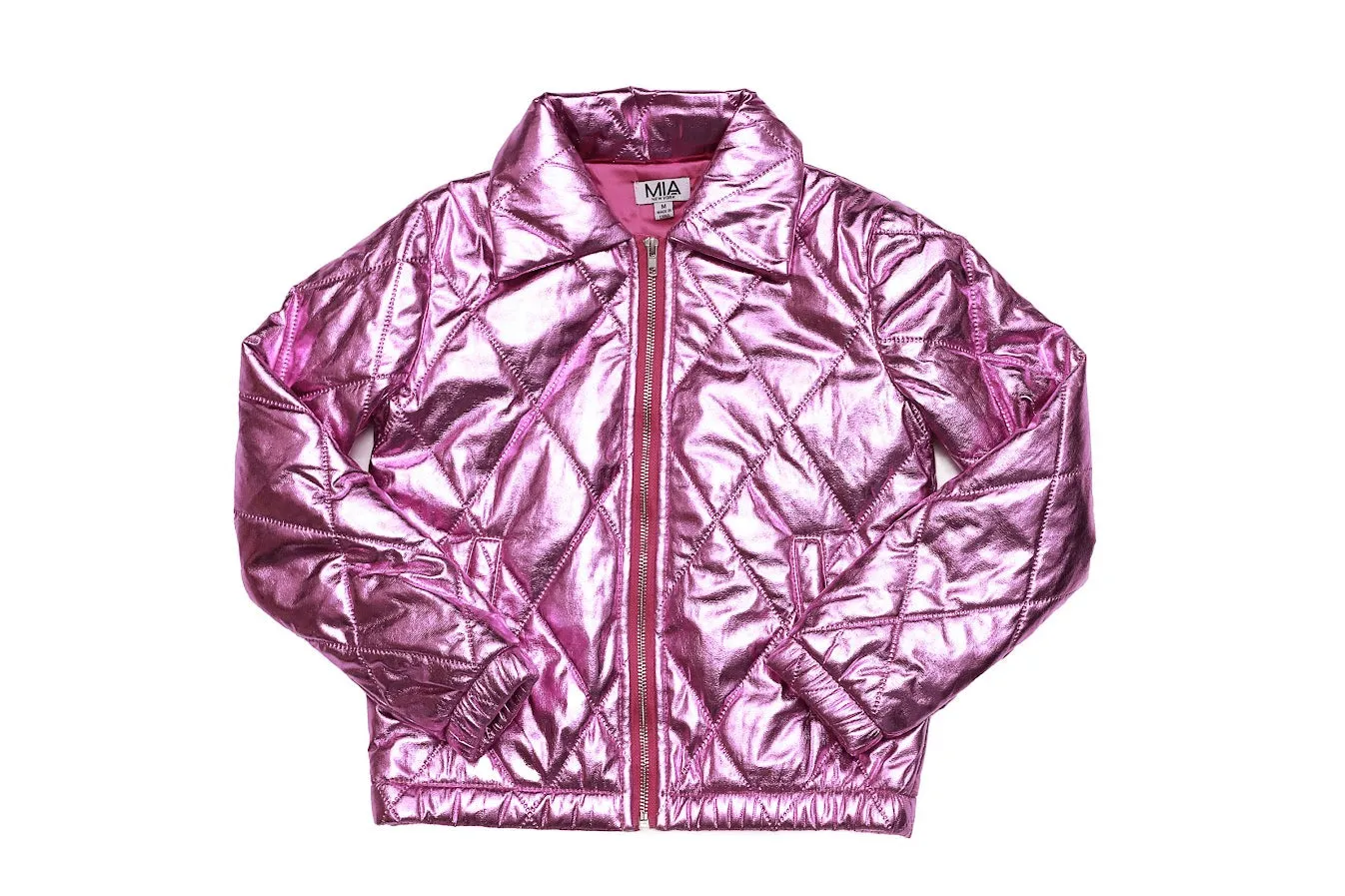 MIA Pink Shimmer Quilted Puffer Jacket