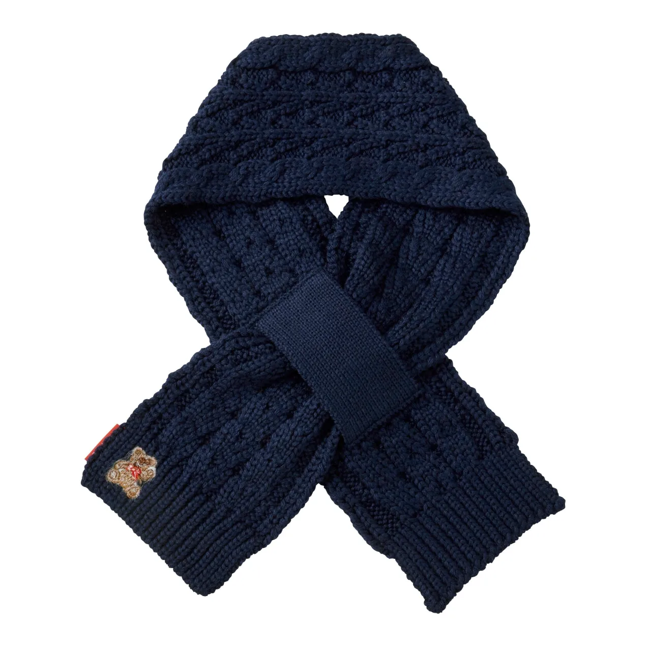 MIKI HOUSE Bear Cable Knit Scarf