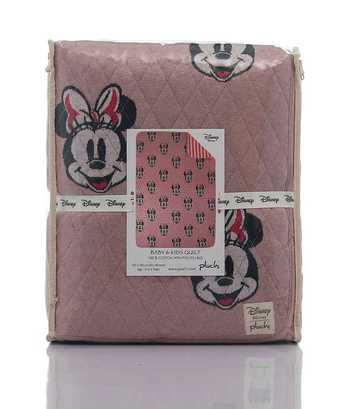 Minnie Cotton Knitted Quilted Blanket for Babies & Kids (Pink) (125cm X 150 cm)