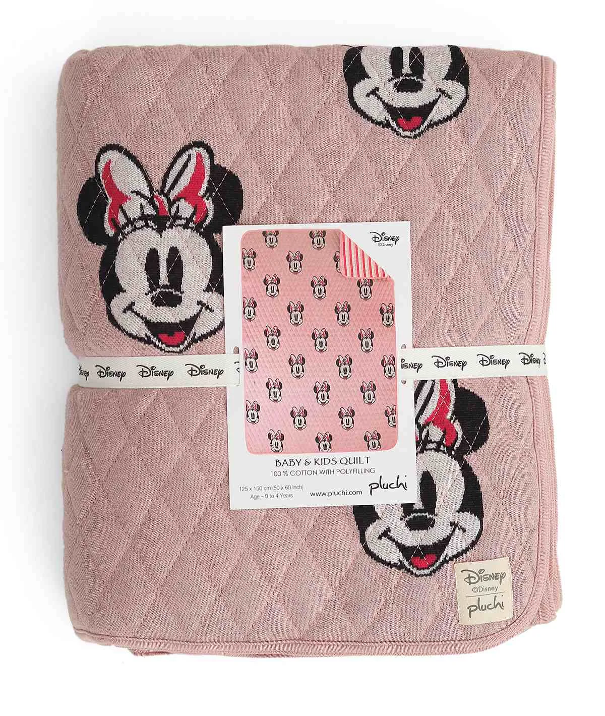 Minnie Cotton Knitted Quilted Blanket for Babies & Kids (Pink) (125cm X 150 cm)