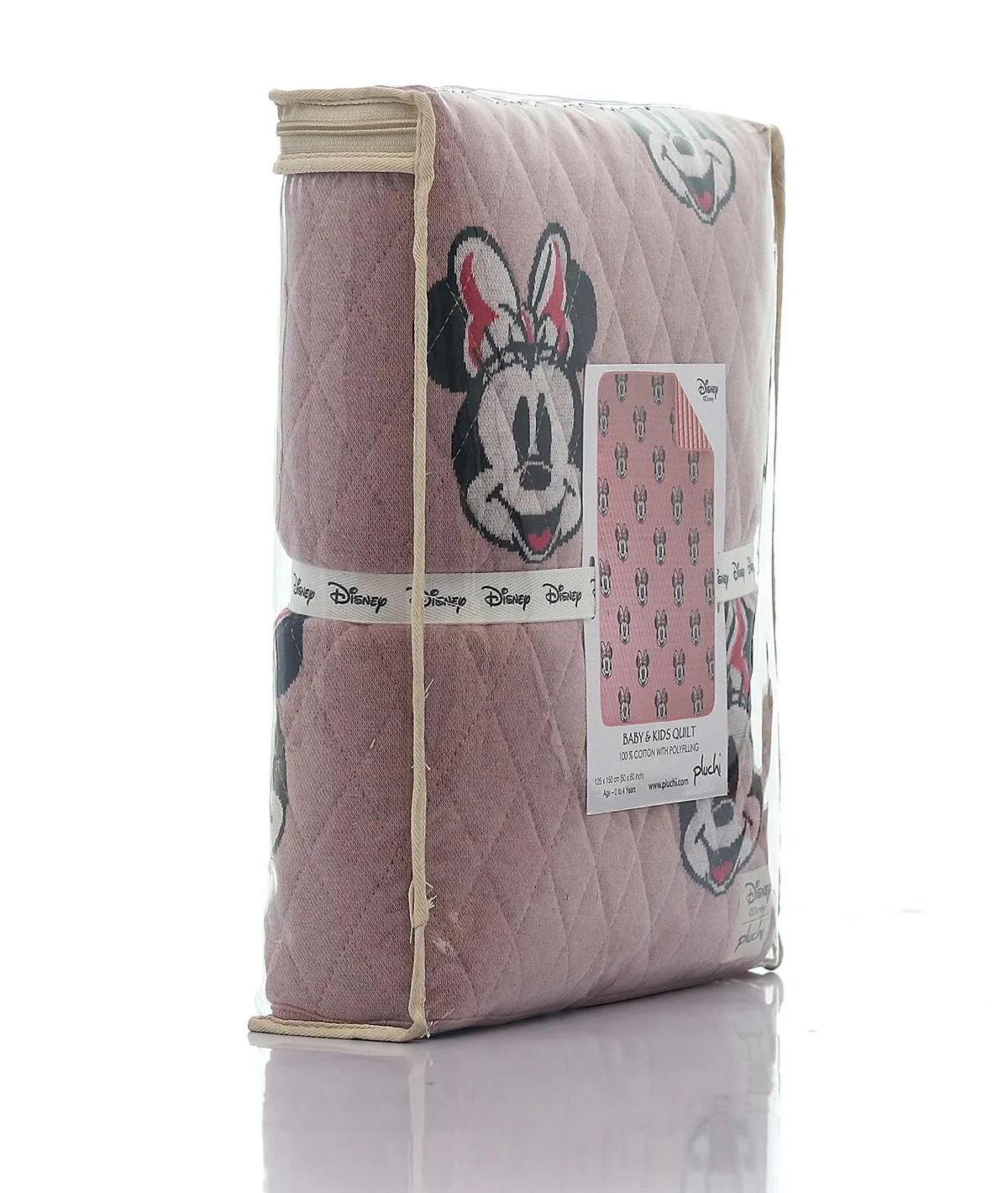 Minnie Cotton Knitted Quilted Blanket for Babies & Kids (Pink) (125cm X 150 cm)