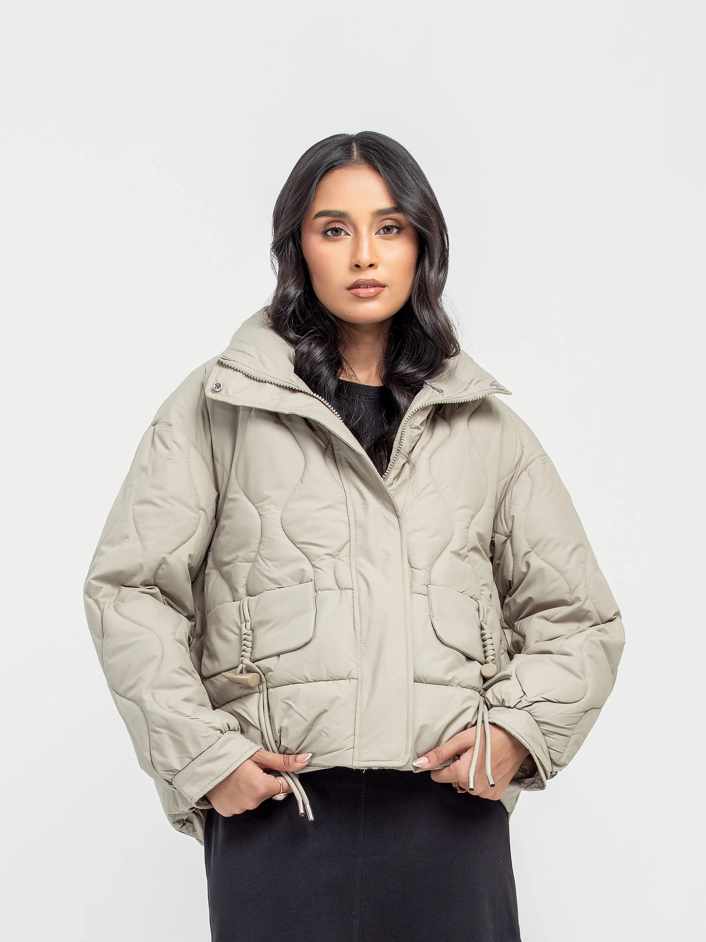 Mock Neck Quilted Jacket - FWTJP24-016