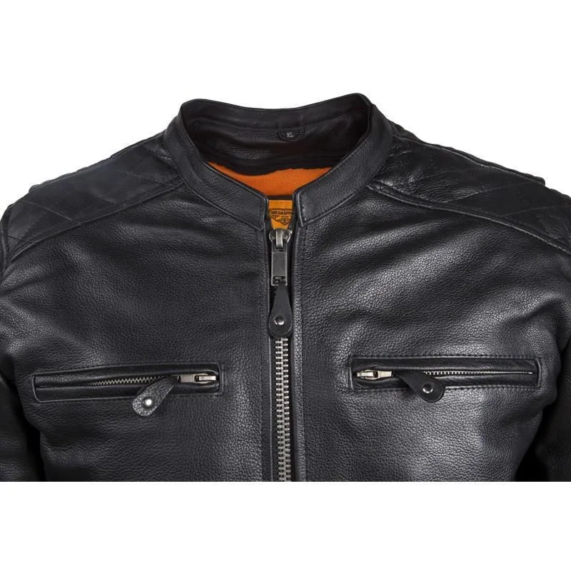 Motorcycle Jacket With Diamond Pattern On The Sides & Shoulders, MJ821-11-DL