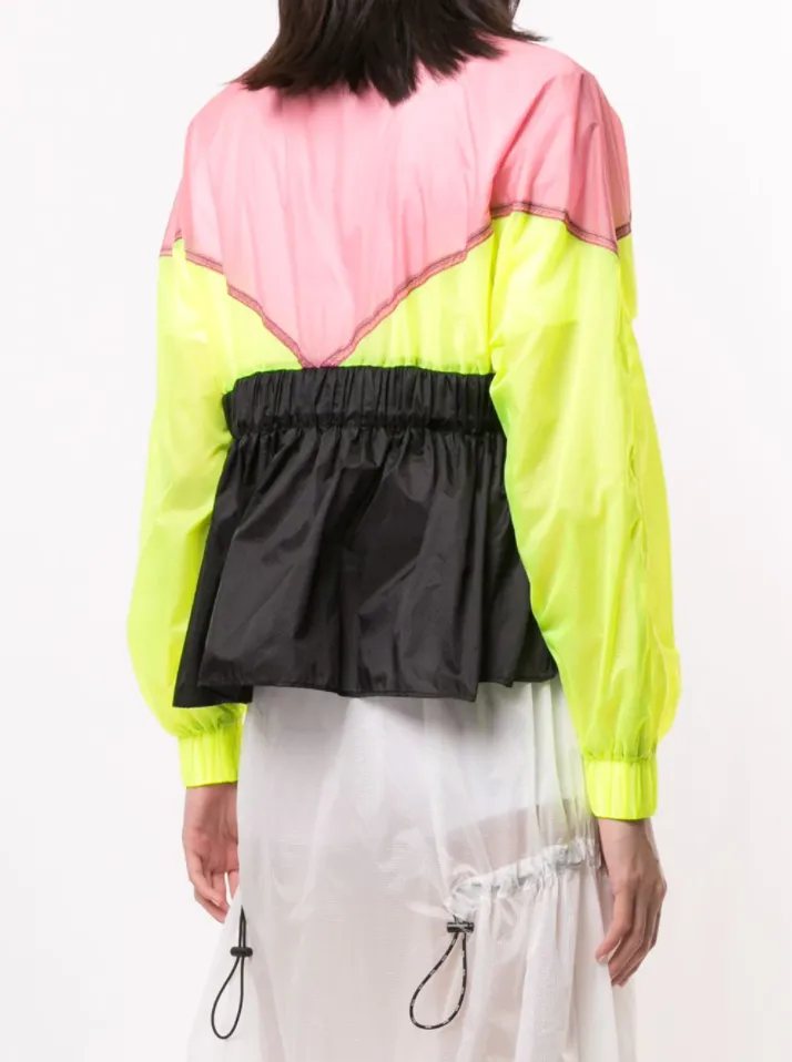 MULTI COLOUR CINCHED JACKET NEON CORAL / NEON LIME / BLACK