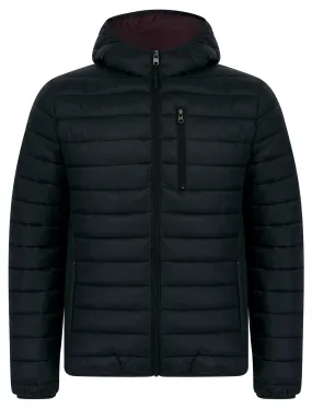 Nadav Quilted Puffer Jacket with Hood in Jet Black / Burgundy - Tokyo Laundry