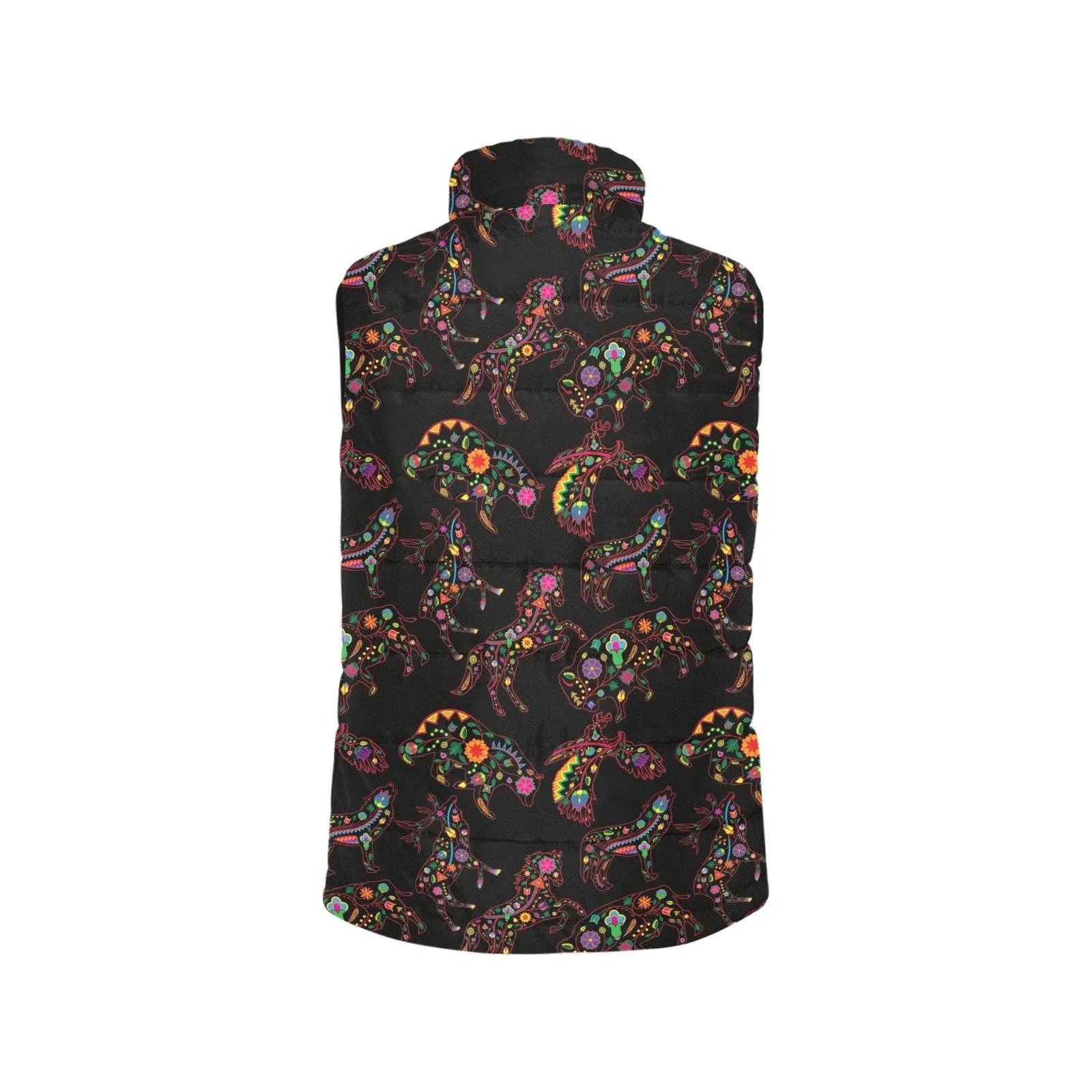 Neon Floral Animals Women's Padded Vest Jacket