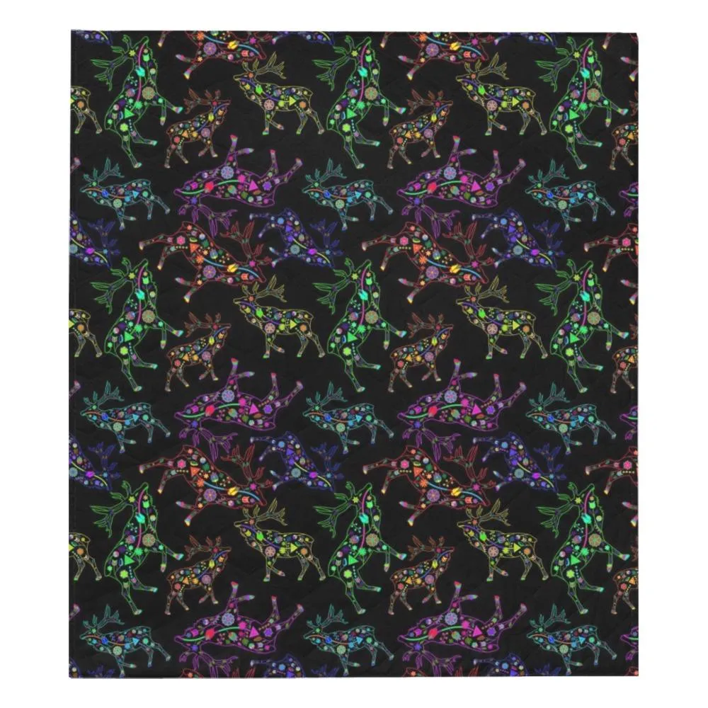 Neon Floral Elks Quilted Comforter 70"x80"