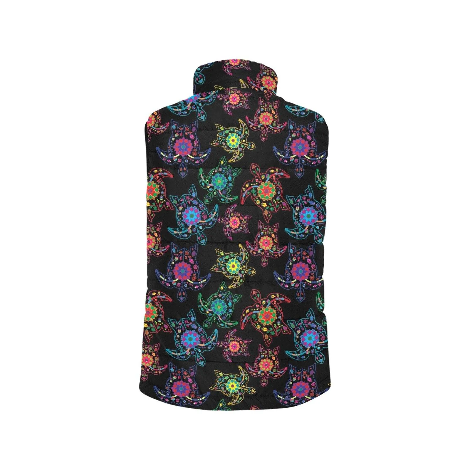 Neon Floral Turtles Women's Padded Vest Jacket