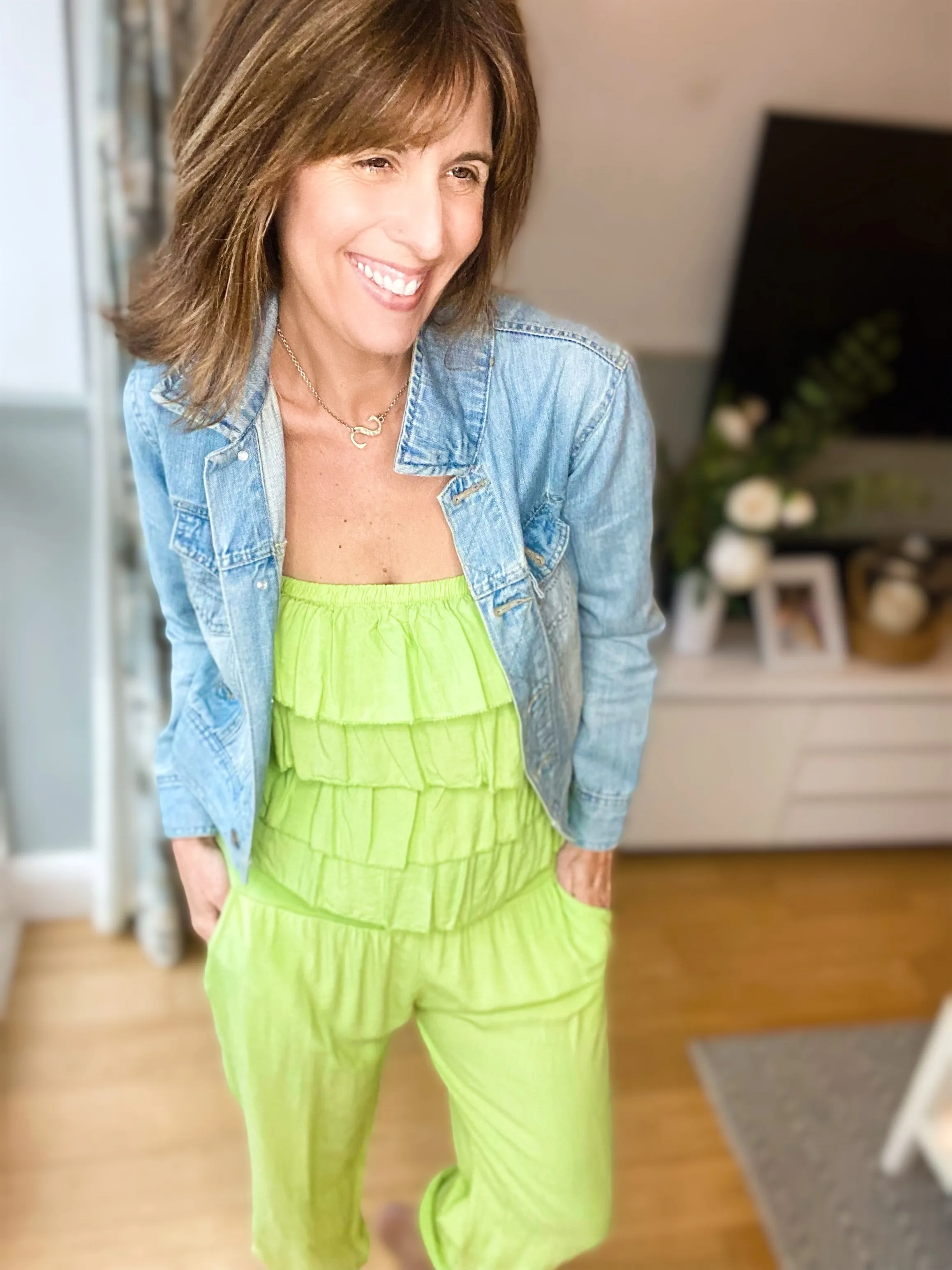 Neon Green Frill Jumpsuit