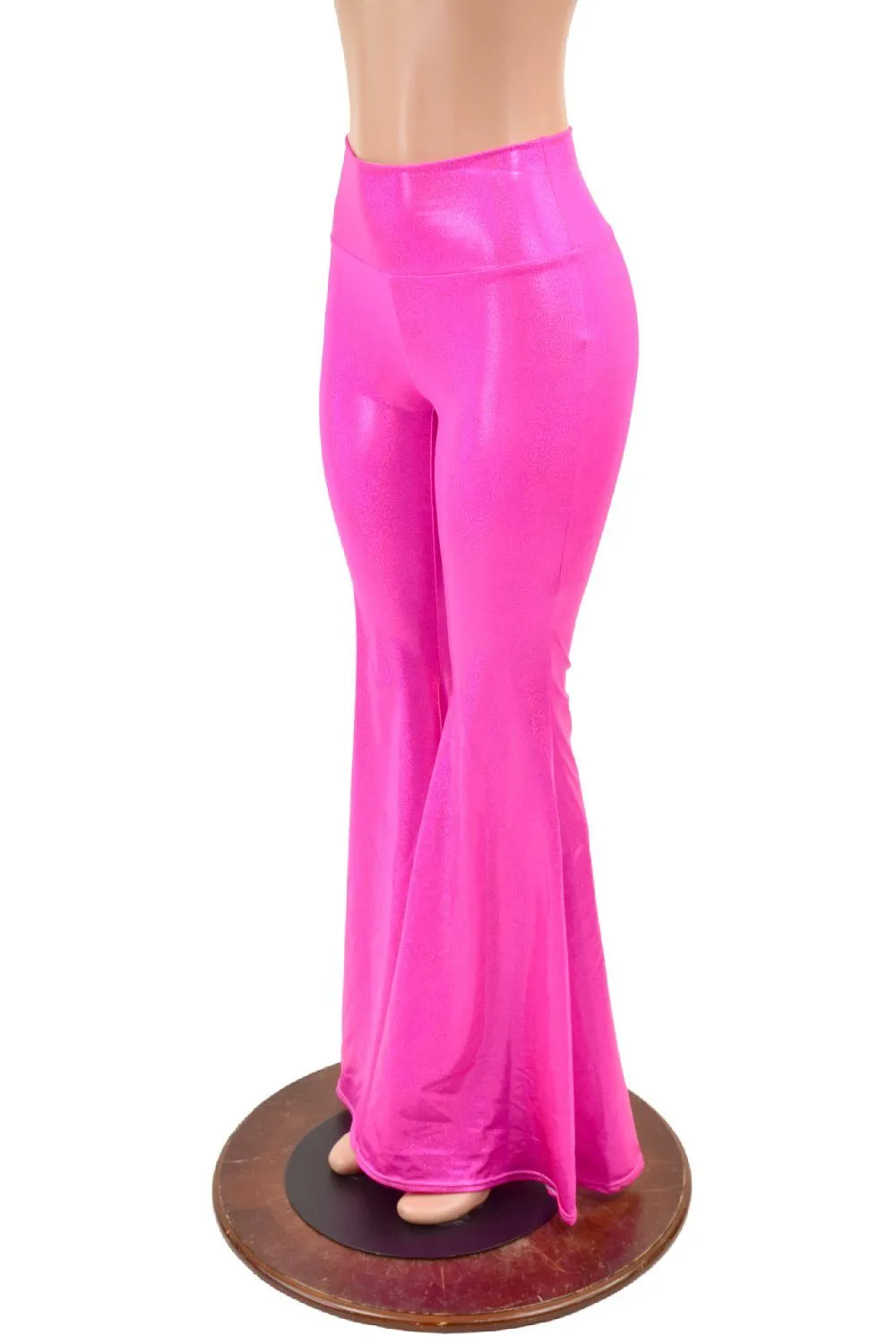 Neon Pink Holographic High Waist Solar Flares