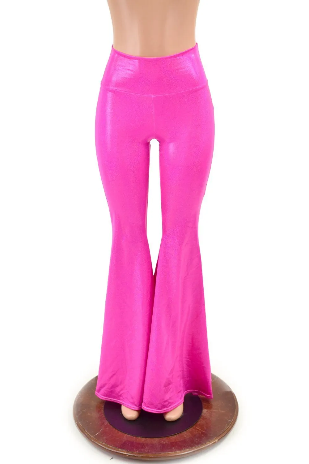 Neon Pink Holographic High Waist Solar Flares