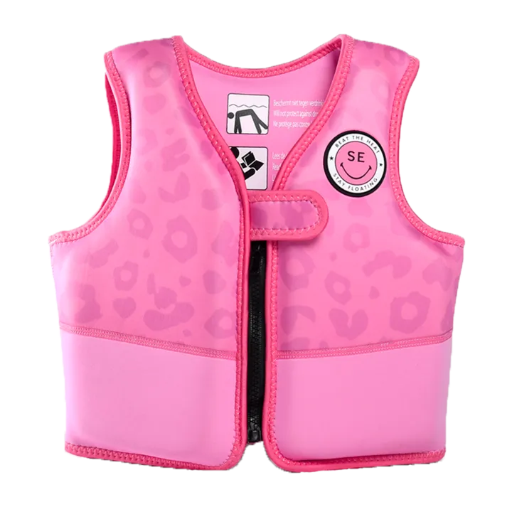 Neon Pink Leopard Swimming Vest Float -3-6 years 18-30 kg